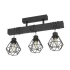 Eglo Deckenleuchte Townshend 5 Stahl Holz Schwarz | IP20 - Geeignet für 3x E27 